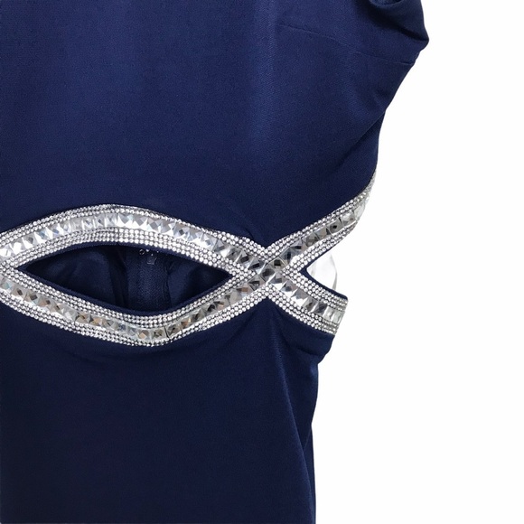 Speechless Blue Embellished Cut Out Mini Dress FLAWED - Picture 7 of 12